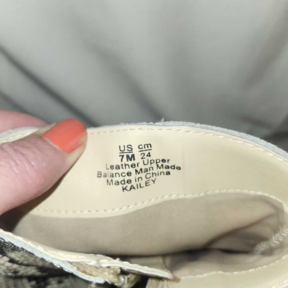 Python Snakeskin Pattern Booties Block Heel - 7 - image 5